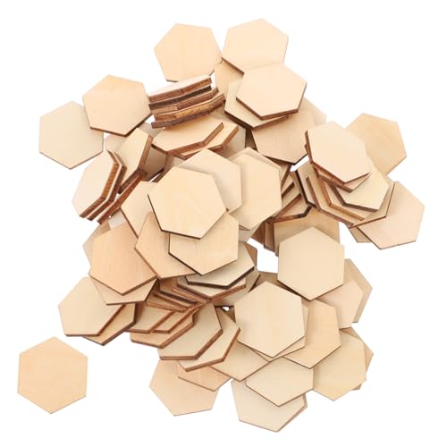 Hohopeti 100 Stück Sechseckige Holzscheiben aus Lindenholz Glatte Oberfläche Natürliche DIY Holzteile für Bastelprojekte Ornamente und Dekorationen zu Geburtstag Hochzeit Weihnachten von Hohopeti