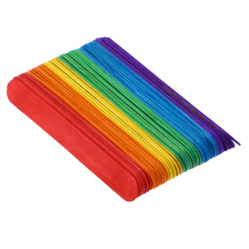 Hohopeti 100 Stück Teiliges Bunte Holzstäbchen für DIY Bastelarbeiten Ungiftige Glatte Eisstiele aus Holz für Schule Party und Kreative Handwerksprojekte Zufällige Farbe Zufällige Farbe von Hohopeti