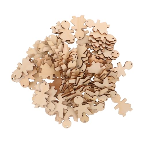 Hohopeti 100 Stück Teiliges Holz-diy-bastelset mit Jungen Mädchenformen Naturbelassene Holzfiguren für Kinderzimmer Dekoration Einfache Handhabung Vielseitig für Kreative Kinderprojekte und von Hohopeti