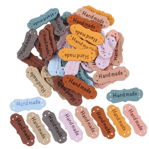 Hohopeti 100 Stück Teiliges PU Leder Labels Bunte Handgemachte Aufnäh etiketten mit Prägung Herzen Buchstaben DIY Zubehör für Kleidung Taschen Schuhe Kreative Handarbeit von Hohopeti
