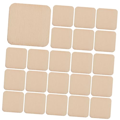 Hohopeti 100 Stück Unlackierte Quadratische Holzplättchen aus Natürlichem Pappelholz für DIY Bastelprojekte Malen Kreative Heimdekoration Sichere Holzplatten zum Basteln von Hohopeti