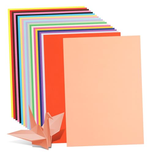 Hohopeti 100Blätter Buntes Origami Papier Farbige Karton Papiere für Erwachsene Farben Robustes Bastelpapier für Kreative Projekte Sicher und Kinderfreundlich von Hohopeti