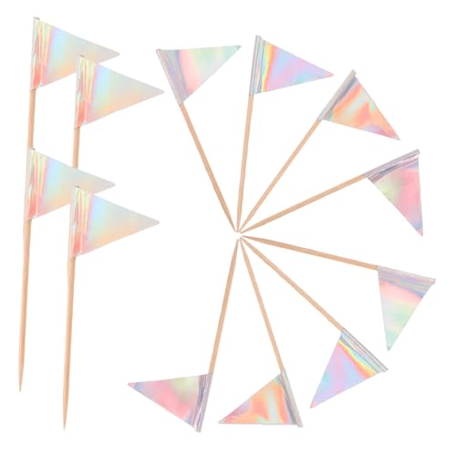 Hohopeti 12 Stück Bunte Dreieckige Cake Flags Stabile Dessert Topper Picks für Kuchen Käseplatten Obst und Partydeko Vielseitige Food Flag Picks für Geburtstage Hochzeiten und Feiern von Hohopeti