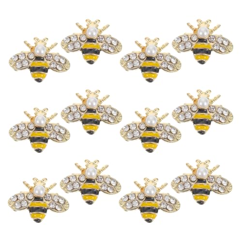 Hohopeti 12 Stück Teiliges Bienen Nagel charms aus Legierung mit Strasssteinen Kinderfreundliche DIY Nagelkunst Dekoration Modische Bienen Nail Art Schmuck für Kreative Maniküre von Hohopeti