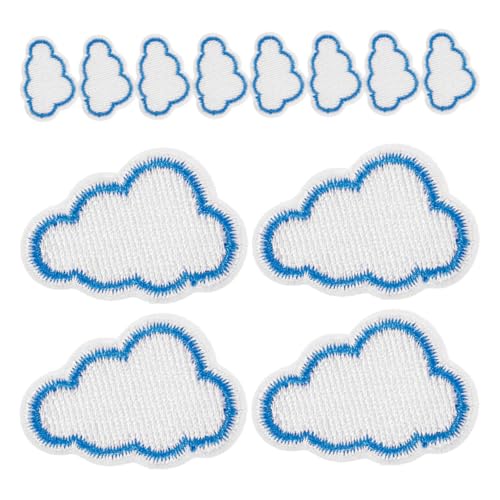 Hohopeti 12 Stück Teiliges Gestickte Wolken patches zum Aufbügeln Dekorative Wolkenform applikationen für DIY Kleidung Jeans Rucksäcke Langlebige Stoffflicken für Kreative Textilverzierung von Hohopeti