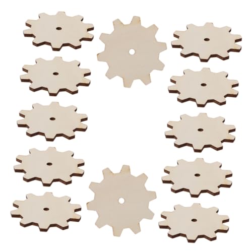 Hohopeti 12 Stück Teiliges Holz schneeflockenanhänger zum Bemalen Naturbelassene Holzscheiben mit Zahnraddesign DIY Weihnachtsdeko und Lernspielzeug für Kreative Bastelprojekte und von Hohopeti