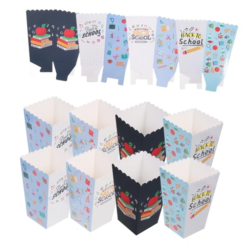 Hohopeti 12 Stück Teiliges Popcorn Boxen aus Papier mit Kinderfreundlichen Cartoon Motiven Große Kapazität Wiederverwendbar als Snack und Süßigkeitenbehälter für Schulanfang Party und von Hohopeti