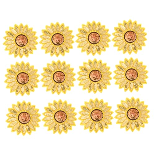 Hohopeti 12 Stück Teiliges Sonnenblumen Stickerei Patch zum Aufbügeln Bestickte Applikationen aus Weichem für DIY Kleidung Jeans Rucksäcke Einfache Reparatur und Individuelle von Hohopeti
