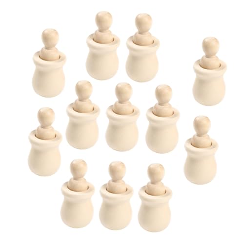 Hohopeti 12 Stück Teiliges Unbemalter Holzpuppen aus Hochwertigem Holz Kinderfreundliche DIY bastelfiguren zum Bemalen Kreative Holzfiguren für Kindergarten und Schulunterricht Vielseitig von Hohopeti