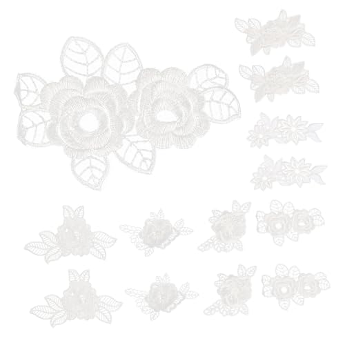 Hohopeti 12 Stück Teiliges Weiße Spitzenblumen Aufnäher zum Aufnähen Vielseitige Stickerei Patches für Kleidung Hüte und DIY Nähzubehör Langlebige Stoffflicken für Reparatur und Dekoration von Hohopeti
