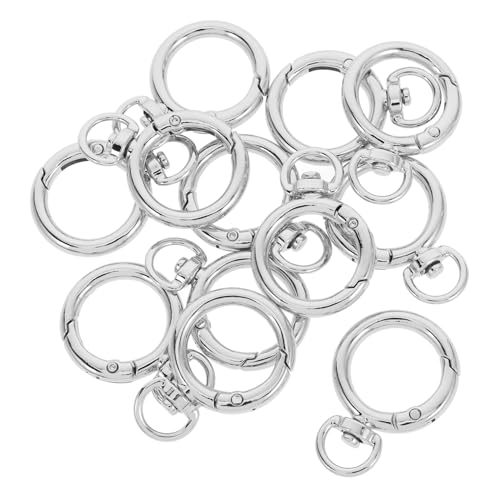 Hohopeti 12Stücke Runde Karabinerhaken Legierung Drehbare Clips mit O Ringen für Schlüsselanhänger Taschen Gürtel und DIY Zubehör Vielseitig Einsetzbar Silber von Hohopeti