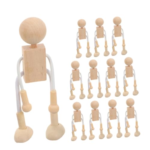 Hohopeti 12pccs DIY Holzpuppen Für Kinder Unfertige Holzstiftpuppen Zum Bemalen Von Körperpuppenmenschen Für Diy-kunsthandwerksmalerei von Hohopeti
