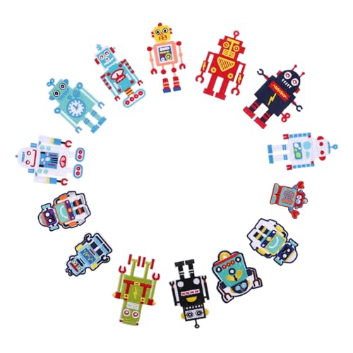 Hohopeti 14 Stück Süße Roboter-stickerei-flicken Zum Aufbügeln Auf Kleidung, Jeans-flicken, Applikation Zum Aufnähen Für Hüte, Kleidungsreparatur-flicken von Hohopeti