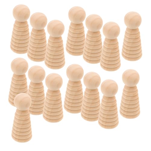 Hohopeti 15 Stück Teiliges Holzpuppen Unfertige Steckfiguren Natürliche Holzfiguren zum Bemalen für DIY Bastelprojekte Kleine Holzfiguren für Kreative Handarbeiten von Hohopeti