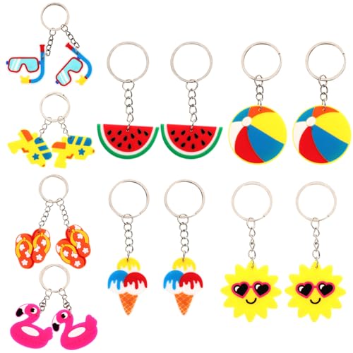 Hohopeti 16 Stück Teiliges Hawaii Schlüsselanhänger Set Tropische Deko Accessoires für Sommerpartys Leichte und Metallanhänger für Besondere Anlässe von Hohopeti