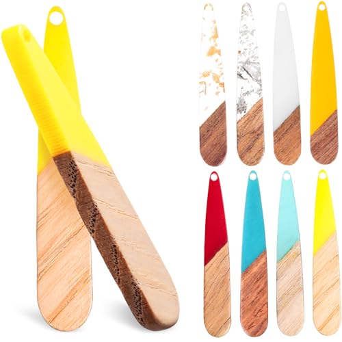 Hohopeti 16 Stück Teiliges Holz resin anhänger Tropfenform Natürliche Holzstruktur Glatte Oberfläche mit Bohrung zum Basteln von Ohrringen Halsketten und DIY Schmuck Vintage Charms für von Hohopeti