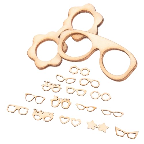 Hohopeti 17 Stück Teiliges Holzbrillen Bastelset Unfertige Holzscheiben zum Bemalen Leichtes DIY Deko Holz für Kinderhandwerk und Kreative Projekte von Hohopeti
