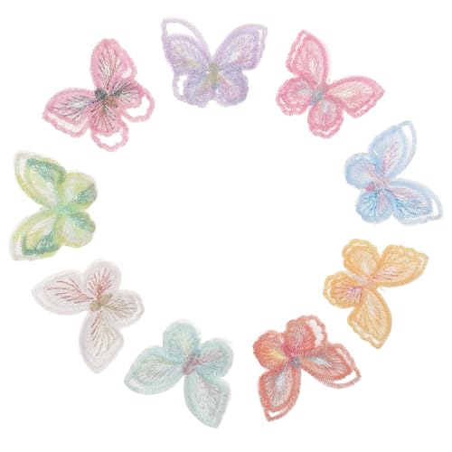 Hohopeti 18 Stück Teiliges Schmetterling Stoff Applikationen Doppellagige Organza-spitzen Patches zum Aufbügeln und Aufnähen Bestickte DIY Dekoration für Kleidung Rucksäcke Jacken Hüte von Hohopeti