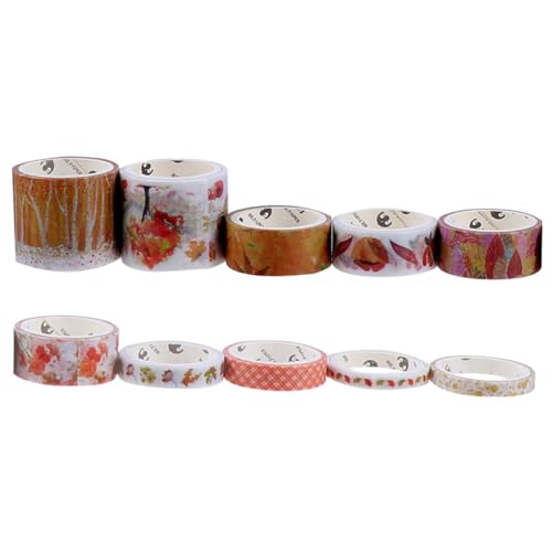 Hohopeti 2 Kartons Dekorative Washi Tapes mit Herbstlichen Mustern Abreißbar Wiederverwendbar Bunte Scrapbook Klebebänder für DIY Basteln Journaling und Planergestaltung von Hohopeti