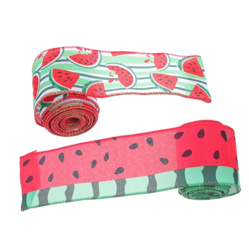 Hohopeti 2 Rollen Breites Wassermelonen-drahtband Zum Schleifenmachen Und Verpacken, 4,5 M Band Mit Fruchtmotiv Für Sommerpartys Und Zum Basteln von Hohopeti