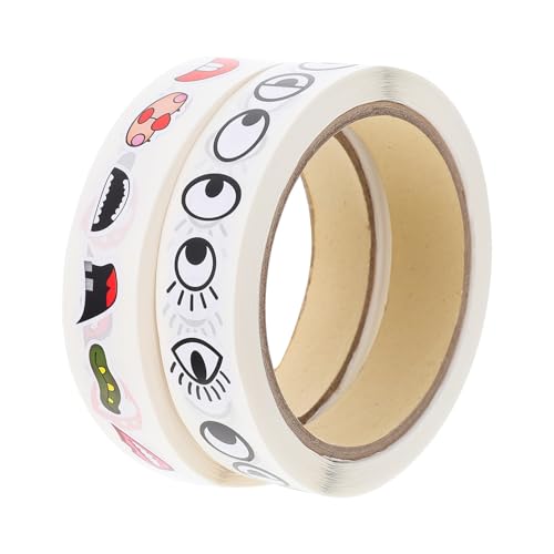 Hohopeti 2 Rollen Bunte Augen Mundsticker Cartoon Aufkleber für DIY Bastelprojekte Kreative Selbstklebende Sticker aus Umweltfreundlichem Papier für Geburtstags Halloweenpartys von Hohopeti