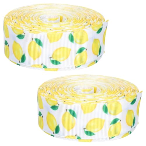 Hohopeti 2 Rollen Zitronen Dekoband Zitronenmusterband Geschenkverpackungsband Sommerband Mit Draht Obst Bastelbänder Geschenkband Frühlingskranzband Dekoratives Verpackungsband von Hohopeti
