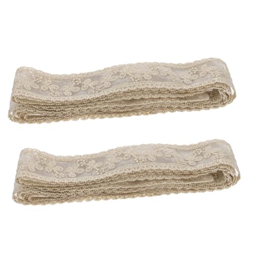 Hohopeti 2 STÜCK Spitzenband Schleifenband Breit Langlebiges DIY Bastelband für Haaraccessoires Handgefertigte Verzierung Beige Lang Vielseitig für Dekoration und Handarbeit von Hohopeti