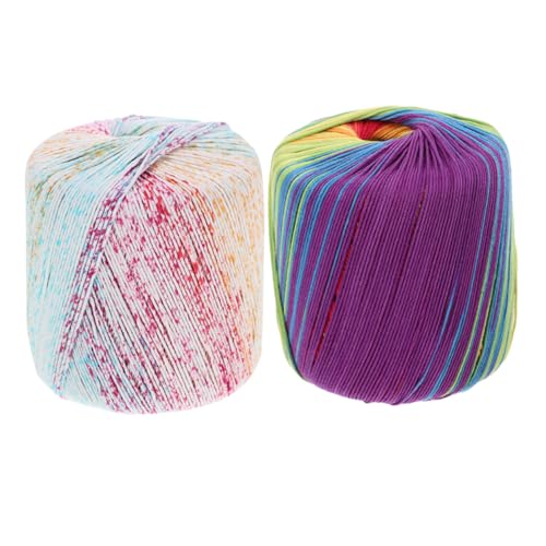 Hohopeti 2 Stück Baumwollgarn für Häkeln und Stricken Weiches Robustes Häkelgarn mit Regenbogenfarben für DIY Projekte Wie Schals Hüte und Babydecken Hohopeti 2 Stück Baumwollgarn für Häkeln und Stricken Weiches Robustes Häkelgarn mit Regenbogenfarben für DIY Projekte Wie Schals Hüte und Babydecken von Hohopeti