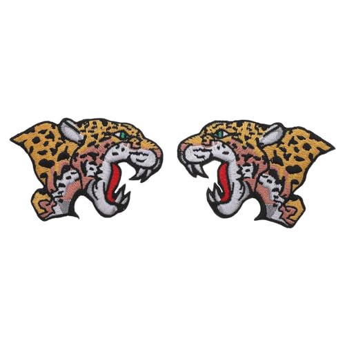 Hohopeti 2 Stück Cheetah Aufnäher zum Aufbügeln und Nähen Bestickte Jagdleoparden Stoffpatches DIY Kleidung Accessoires zum Reparieren und Dekorieren von Jacken und Rucksäcken von Hohopeti