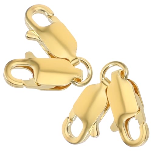 Hohopeti 2 Stück Doppelte Gold Lobster Verschlüsse Schmuckverschluss für Halsketten und Armbänder Langlebige DIY Schmuckverbinder für Schmuckherstellung und Ersatz von Hohopeti