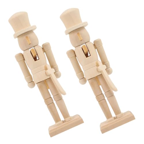 Hohopeti 2 Stück Holz Soldat DIY Bastelset Weihnachtliche Holzfigur zum Bemalen und Dekorieren Weihnachtsdekoration aus Stabilem Holz mit Feinem Design von Hohopeti