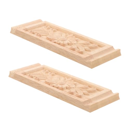 Hohopeti 2 Stück Holzornamente Möbel Holzgeschnitzte Onlay Applikationen Europäischer Stil Feuchtigkeitsbeständig und Langlebig für Schrank Tür Dekoration von Hohopeti