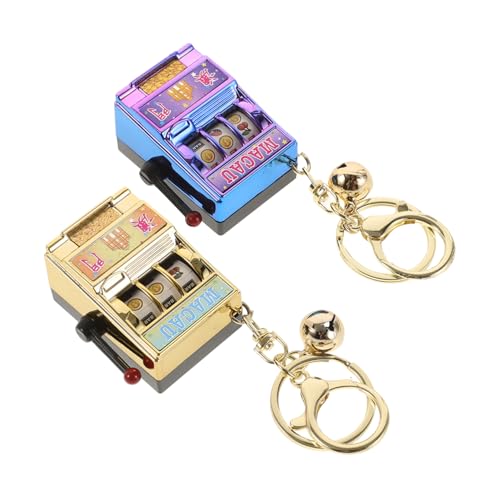 Hohopeti 2 Stück Mini Slot Machine Schlüsselanhänger Glücksbringer mit Witzigem Design für Partys Geburtstagsfeiern und Dekoration Mini Rocker Games Anhänger für Erwachsene von Hohopeti
