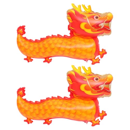 Hohopeti 2 Stück Teiliges Dragon Folienballon Orange Cartoon Party Luftballons für Frühlingsfest Neujahrsdeko Leicht Aufzublasen Vielseitig für Indoor Outdoor Feierlichkeiten Geeignet von Hohopeti