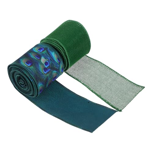 Hohopeti 2 Stück Teiliges Set Grünes Polyester Drahtband mit Pfauenmuster Breit Dekobänder für Frühlingskränze Festliche Schleifen Diy Girlanden und Outdoor Weihnachtsdekoration Hohopeti 2 Stück Teiliges Set Grünes Polyester Drahtband mit Pfauenmuster Breit Dekobänder für Frühlingskränze Festliche Schleifen Diy Girlanden und Outdoor Weihnachtsdekoration von Hohopeti