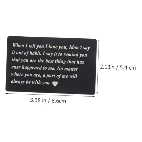 Hohopeti 2 Stück Valentinstag Wallet Insert Karten Silber Schwarz Oberfläche Gravierte Liebeserklärung Jubiläum Erinnerungs Karten von Hohopeti