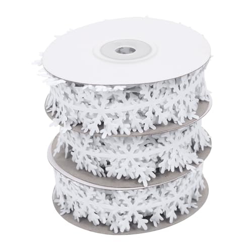 Hohopeti 2 Stück Weihnachtsgeschenkband Weiß mit Schneeflockenmotiv Dekoratives Geschenkband aus Hochwertigem Vliesstoff Festliche Schleifenbänder für Geschenkverpackung und Weihnachtsdeko von Hohopeti