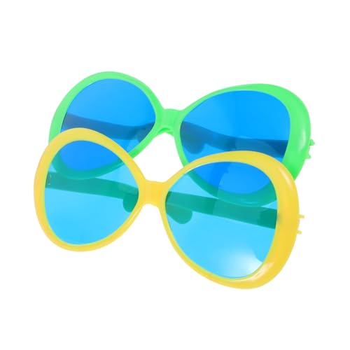Hohopeti 2 Stücke Jumbo Sonnenbrillen für Hawaii Stranddekoration Lustige Accessoires für Partys Reisen und Übergroße Sonnenbrillen Gelb und Grün Tropische Party Requisiten von Hohopeti