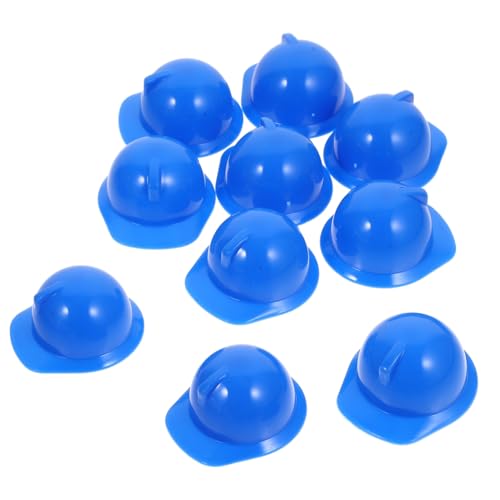 Hohopeti 20 Stck Teiliges Miniatur Puppen Bauhelme Lebensechte Kunststoff Helme Robust Glatte Oberfläche Geeignet für Puppenkopf Verkleidung Baustellen Miniatur Zubehör Blau von Hohopeti