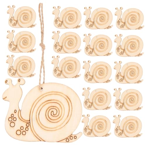 Hohopeti 20 Stück DIY Schnecken Holzscheiben aus Naturbelassenem Holz mit Aufhängekordel Unvollendete Holzplatten zum Bemalen Handbemalte Bastelmaterialien für Kreative Malprojekte und von Hohopeti