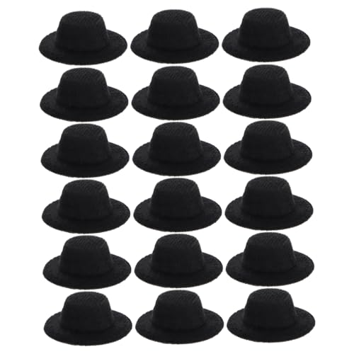 Hohopeti 20 Stück Mini Schwarze Formelle Hüte aus Stoff Miniatur Puppenhut Zubehör zum Basteln und Verkleiden Langlebig Leicht Anzuziehen für Puppenfotografie und Rollenspiele von Hohopeti