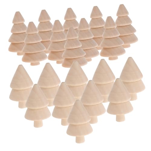 Hohopeti 20 Stück Teiliges DIY Holz Weihnachtsbäume Unlackiert zum Bemalen Handgefertigte Miniatur Tannenbaum Figuren für Festliche Tischdeko und Kreative Weihnachtsbastelei von Hohopeti