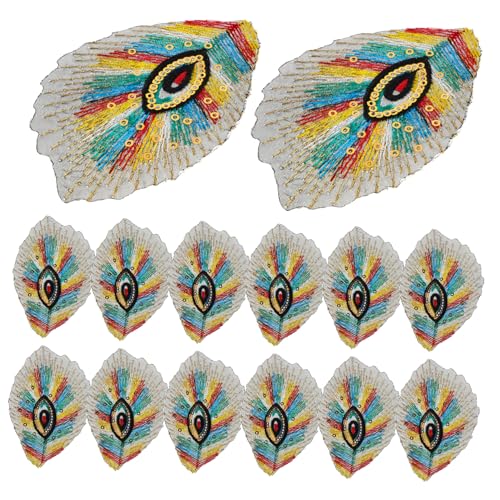 Hohopeti 20 Stück Teiliges Pfauenfeder Stickerei Aufnäher Bestickte Bügelflicken zum Aufnähen Dekorative Applikationen für Kostüme Bühnenoutfits und DIY Modeaccessoires Langlebig und Hohopeti 20 Stück Teiliges Pfauenfeder Stickerei Aufnäher Bestickte Bügelflicken zum Aufnähen Dekorative Applikationen für Kostüme Bühnenoutfits und DIY Modeaccessoires Langlebig und von Hohopeti