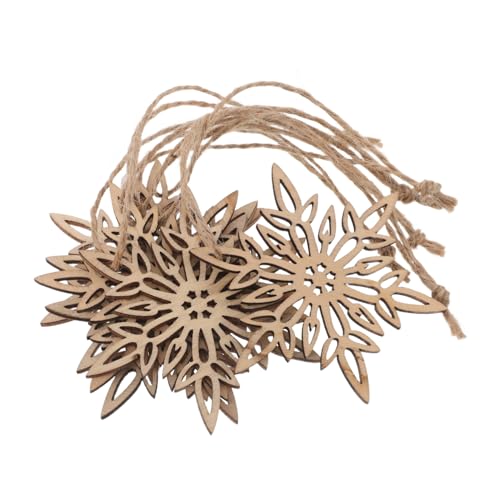 Hohopeti 20 Stück Unfertige Holz-schneeflocken Anhänger Weihnachtsbaum Dekorationen Blanko Holzscheiben DIY Bastelornamente für Kreative Weihnachtsdeko von Hohopeti