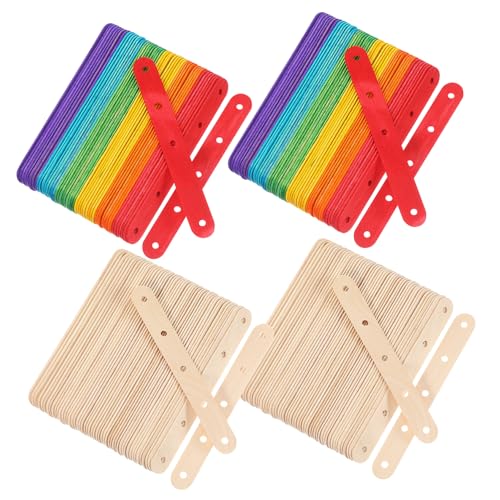 Hohopeti 200 Stk. Bunte Eisstangen Zungenstäbe für Handwerk Holzstangen Eisstangen aus Holz Lutscherstiel große Eisstiele breite Eisstiele farbige Bastelstangen farbige hölzern von Hohopeti