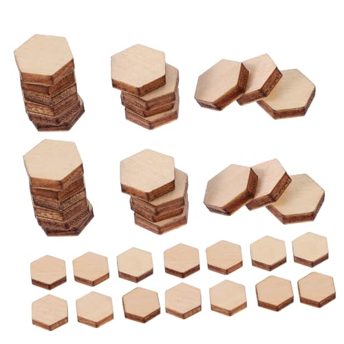 Hohopeti 200 Stück Buchenholz Sechseckige Holzscheiben Bastelplättchen Unbehandelt DIY Dekorationen für Hochzeit Geburtstag Weihnachten Holzchips Ornamente von Hohopeti