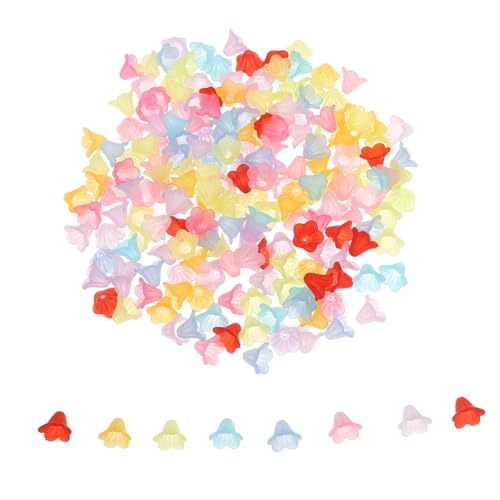 Hohopeti 200 Stück Bunte Acryl Blütenperlen Petal Design Mattierte Blumige Spacer Perlenkappen für DIY Schmuckherstellung Armbänder Halsketten Langlebig und Vielseitig für Kreative von Hohopeti