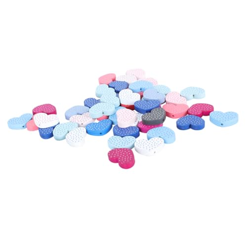 Hohopeti 200 Stück Bunte Holzperlen Herzform DIY Bastelperlen für Schmuck Deko Valentinstag Handarbeit Zubehör von Hohopeti