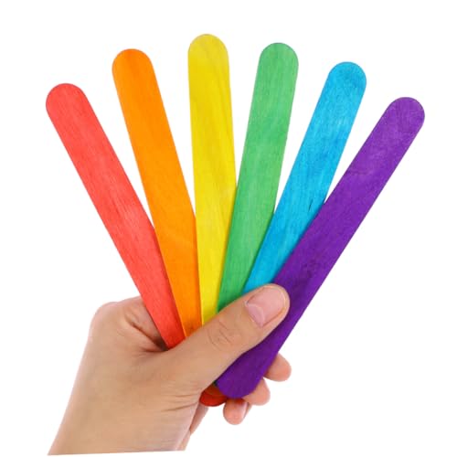 Hohopeti 200 Stück Bunte Holzstäbchen Jumbo DIY Bastelstäbchen Ungiftig Umweltfreundlich Glatt für Kinderhandwerk Schulprojekte Party Gruppenaktivitäten von Hohopeti