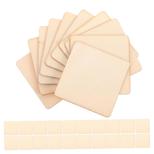 Hohopeti 200 Stück DIY Holz Quadrate Unbehandelte Holzstücke Blanko zum Bemalen Gravieren Basteln für Wanddekoration und Handgemachte Kunstprojekte von Hohopeti